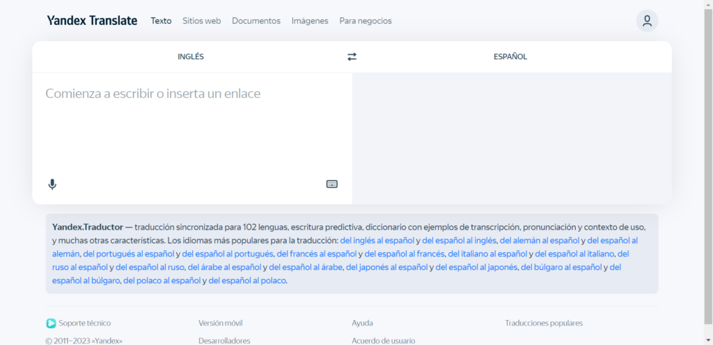 traductor yandex